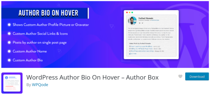 WordPress Author Bio On Hover – Author Box